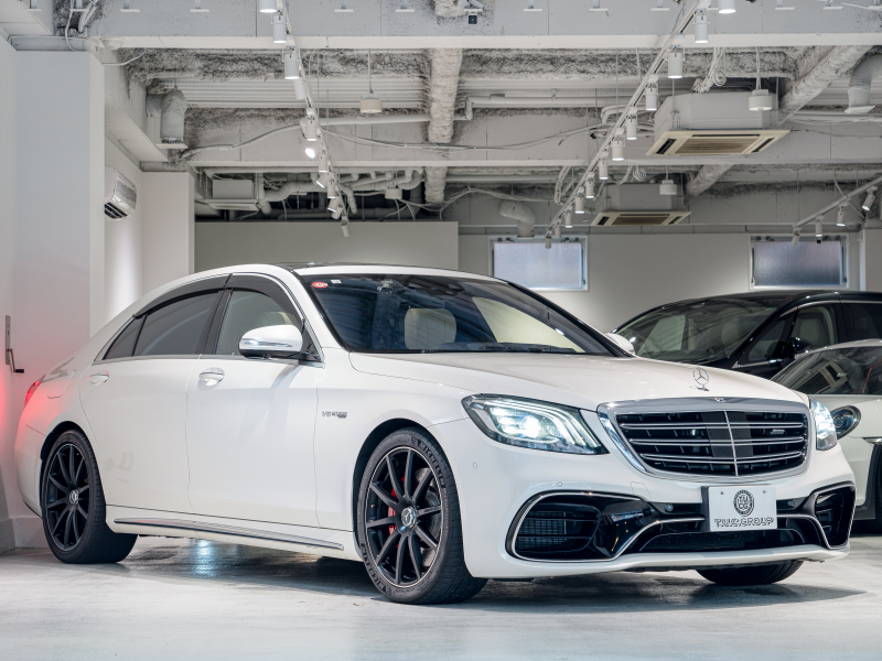 AMG Sクラス S63 4MATIC+ long AMGダイナミック&ショーファー&レーダーPKG 後期モデル 左H MEコネ ポーセレン革 パノラマSR ナビTV フルセグ CarPlay HUD ベンチレーター リアエンタ 社外マフラー 2年保証付