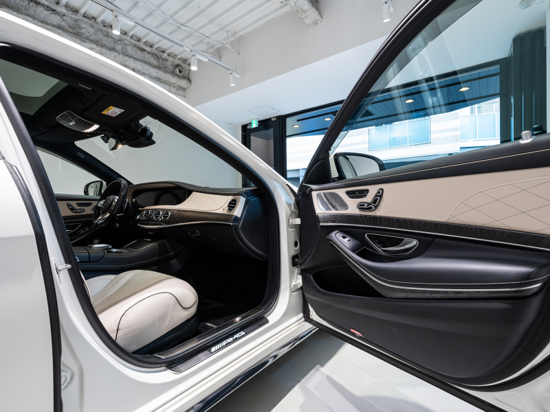 AMG Sクラス S63 4MATIC+ long AMGダイナミック&ショーファー&レーダーPKG 後期モデル 左H MEコネ ポーセレン革 パノラマSR ナビTV フルセグ CarPlay HUD ベンチレーター リアエンタ 社外マフラー 2年保証付