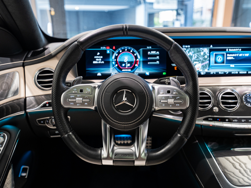 AMG Sクラス S63 4MATIC+ long AMGダイナミック&ショーファー&レーダーPKG 後期モデル 左H MEコネ ポーセレン革 パノラマSR ナビTV フルセグ CarPlay HUD ベンチレーター リアエンタ 社外マフラー 2年保証付