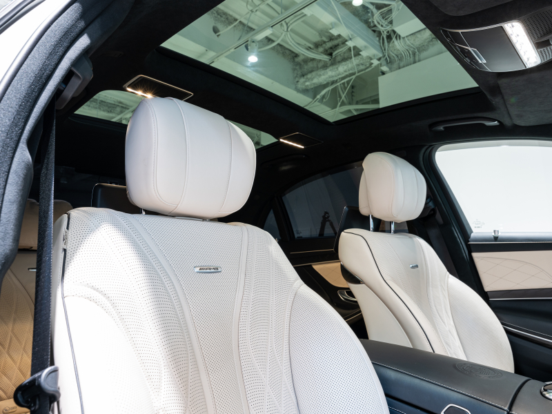 AMG Sクラス S63 4MATIC+ long AMGダイナミック&ショーファー&レーダーPKG 後期モデル 左H MEコネ ポーセレン革 パノラマSR ナビTV フルセグ CarPlay HUD ベンチレーター リアエンタ 社外マフラー 2年保証付