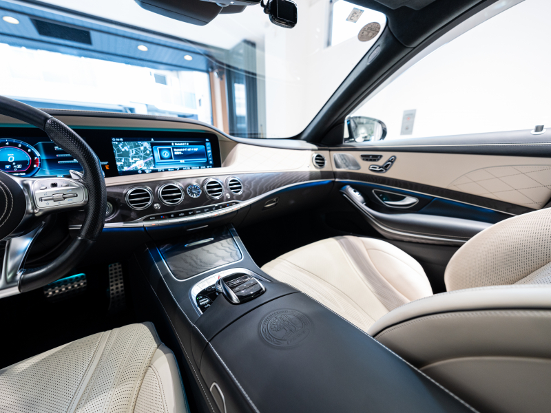 AMG Sクラス S63 4MATIC+ long AMGダイナミック&ショーファー&レーダーPKG 後期モデル 左H MEコネ ポーセレン革 パノラマSR ナビTV フルセグ CarPlay HUD ベンチレーター リアエンタ 社外マフラー 2年保証付