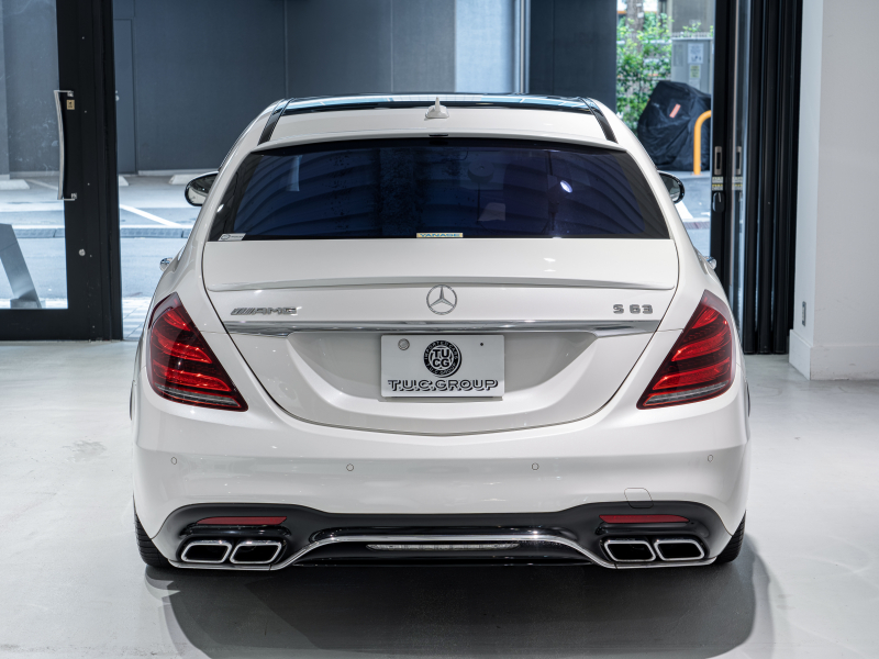 AMG Sクラス S63 4MATIC+ long AMGダイナミック&ショーファー&レーダーPKG 後期モデル 左H MEコネ ポーセレン革 パノラマSR ナビTV フルセグ CarPlay HUD ベンチレーター リアエンタ 社外マフラー 2年保証付
