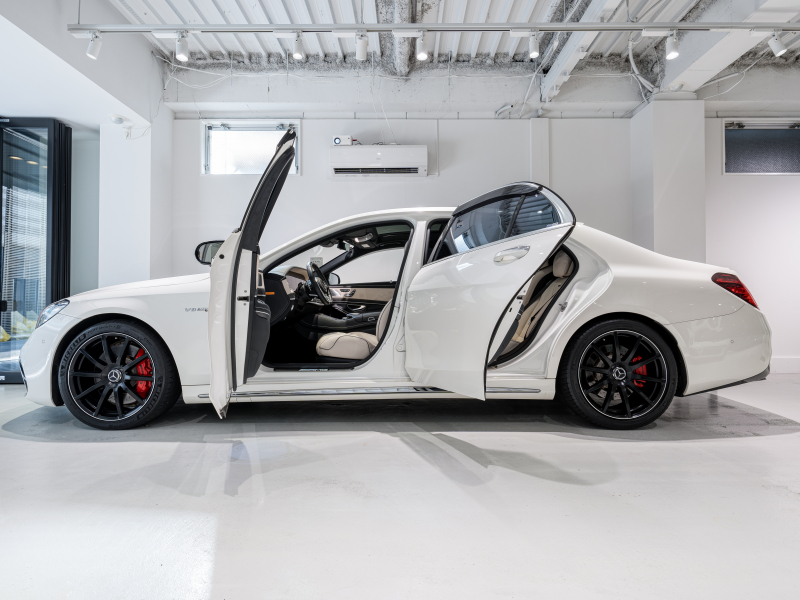 AMG Sクラス S63 4MATIC+ long AMGダイナミック&ショーファー&レーダーPKG 後期モデル 左H MEコネ ポーセレン革 パノラマSR ナビTV フルセグ CarPlay HUD ベンチレーター リアエンタ 社外マフラー 2年保証付