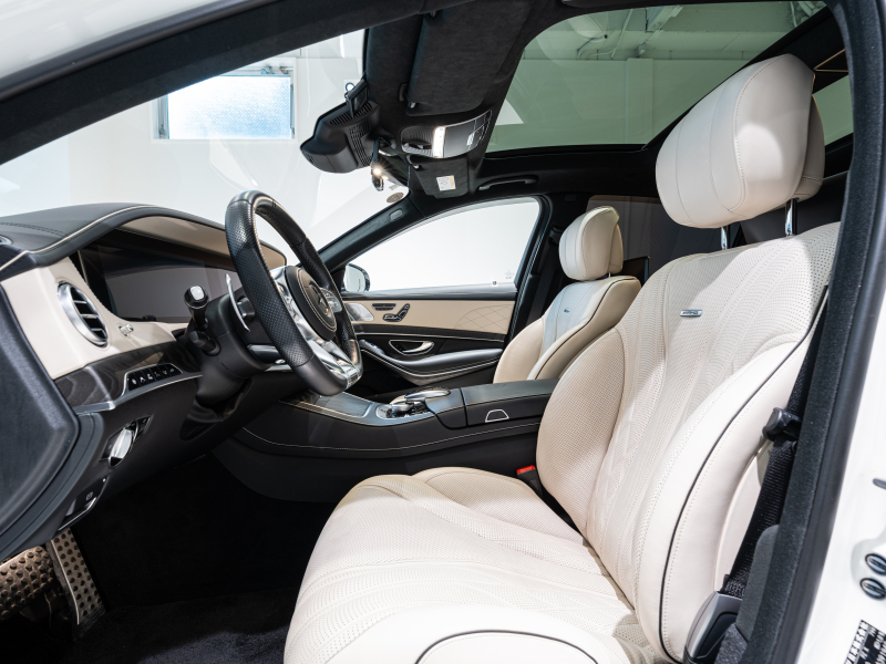 AMG Sクラス S63 4MATIC+ long AMGダイナミック&ショーファー&レーダーPKG 後期モデル 左H MEコネ ポーセレン革 パノラマSR ナビTV フルセグ CarPlay HUD ベンチレーター リアエンタ 社外マフラー 2年保証付