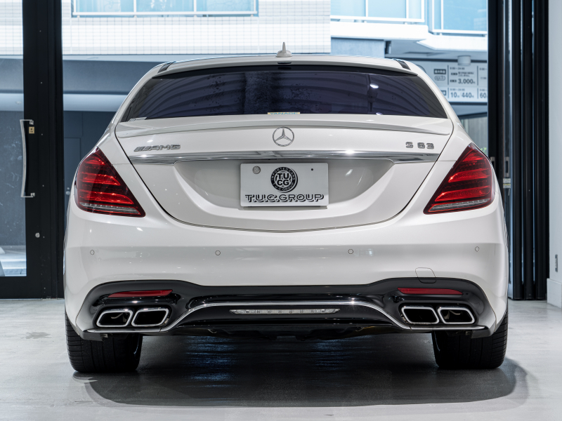 AMG Sクラス S63 4MATIC+ long AMGダイナミック&ショーファー&レーダーPKG 後期モデル 左H MEコネ ポーセレン革 パノラマSR ナビTV フルセグ CarPlay HUD ベンチレーター リアエンタ 社外マフラー 2年保証付