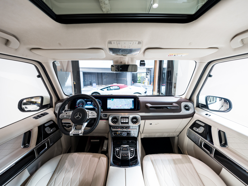 AMG Gクラス G63 AMGﾚｻﾞｰｴｸｽｸﾙｰｼﾌﾞPKG　正規D車 左H 1ｵｰﾅｰ Meｺﾈｸﾄ ﾏｷｱｰﾄﾍﾞｰｼﾞｭ革 ｻﾝﾙｰﾌ 純正ﾅﾋﾞTV Burmester AMGﾊﾟﾌｫｰﾏﾝｽEX AMG20ｲﾝﾁAW　2年保証