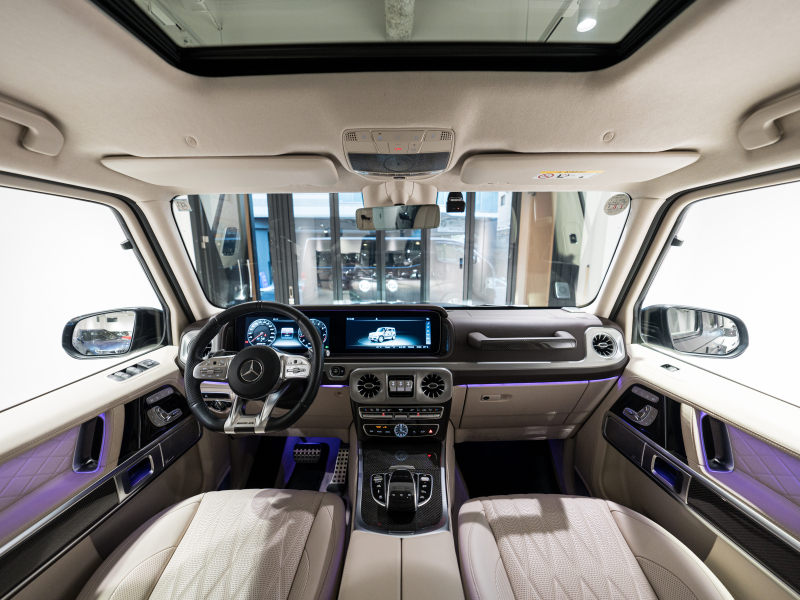 AMG Gクラス G63 AMGレザーエクスクルーシブPKG 正規D車 左H Meコネクト マキアートベージュ革 サンルーフ 純正ナビTV Burmester AMGパフォーマンスEX AMG20インチAW OPカラー 2年保証