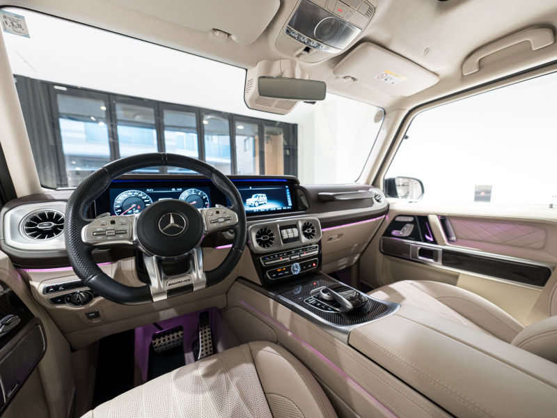AMG Gクラス G63 AMGレザーエクスクルーシブPKG 正規D車 左H Meコネクト マキアートベージュ革 サンルーフ 純正ナビTV Burmester AMGパフォーマンスEX AMG20インチAW OPカラー 2年保証
