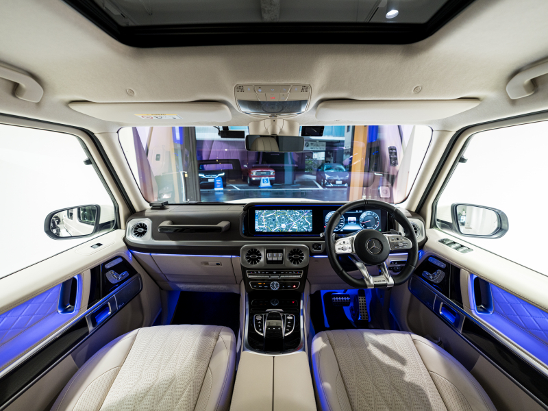 AMG Gクラス G63 AMGﾚｻﾞｰｴｸｽｸﾙｰｼﾌﾞPKG　正規D車 右H Meｺﾈｸﾄ ﾏｷｱｰﾄﾍﾞｰｼﾞｭ革 ｻﾝﾙｰﾌ 純正ﾅﾋﾞTV Burmester AMGﾊﾟﾌｫｰﾏﾝｽEX AMG20ｲﾝﾁAW　2年保証付