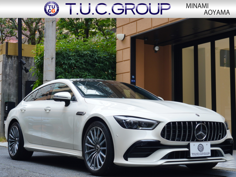 AMG GT 4ドアクーペ GT43 4MATIC+ AMG RIDE CONTROL+ PKG 1オーナー 右H Meコネクト HUD Pスタ 黒革 パノラマSR MBUXナビTV ベンチレーター ダイナミックシート ブルメスター ハンズフリーA AIRマチック 新車保証継承可