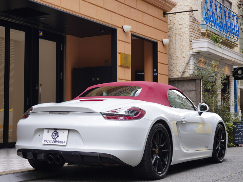 ポルシェ ボクスター GTS ｽﾎﾟｰﾂｸﾛﾉPKG　正規D車 右H 赤幌 有償色 ｺﾝﾋﾞ革 ｼｰﾄﾋｰﾀｰ ﾅﾋﾞTV  PASM ｶﾞｰｽﾞﾚｯﾄﾞﾒｰﾀｰ ｶﾗｰｸﾚｽﾄ20AW ｽﾎﾟｰﾂEX　2年保証付