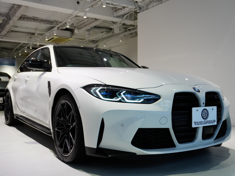 BMW Mシリーズ M3 Competition G80　ACC ﾒﾘﾉﾚｻﾞｰ ﾍﾞﾝﾁﾚｰｼｮﾝ ｶｰﾎﾞﾝﾙｰﾌ 純正ﾅﾋﾞTV harman/kardon 360ｶﾒﾗ LEDﾚｰｻﾞｰ ﾍｯﾄﾞｱｯﾌﾟD OP19/20ｲﾝﾁAW　2年保証