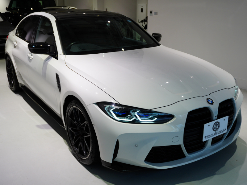 BMW Mシリーズ M3 Competition G80　ACC ﾒﾘﾉﾚｻﾞｰ ﾍﾞﾝﾁﾚｰｼｮﾝ ｶｰﾎﾞﾝﾙｰﾌ 純正ﾅﾋﾞTV harman/kardon 360ｶﾒﾗ LEDﾚｰｻﾞｰ ﾍｯﾄﾞｱｯﾌﾟD OP19/20ｲﾝﾁAW　2年保証